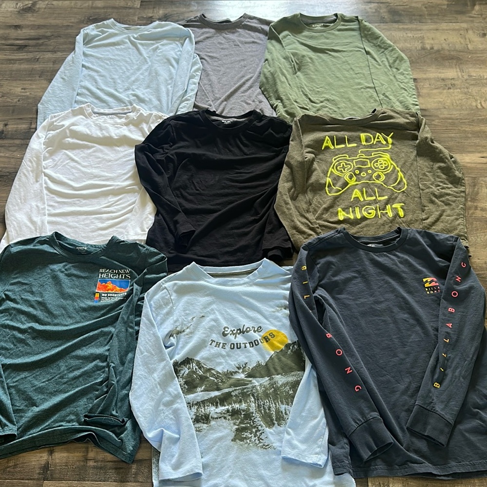 Boys Long sleeve Shirt Bundle size 10/12 big kids Old navy Billabong